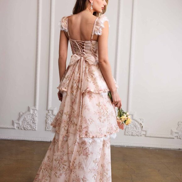 V.Chapman The Jolie Dress in Peach Tapestry - Picture 4 of 11